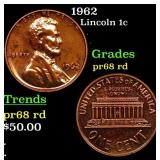 Proof 1962 Lincoln Cent 1c Grades Gem++ Proof Red