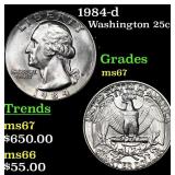 1984-d Washington Quarter 25c Grades GEM++ Unc