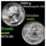 1989-p Washington Quarter 25c Grades GEM+ Unc