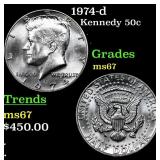 1974-d Kennedy Half Dollar 50c Grades GEM++ Unc