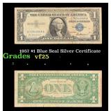 1957 $1 Blue Seal Silver Certificate vf+