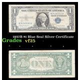 1957B $1 Blue Seal Silver Certificate Grades vf+