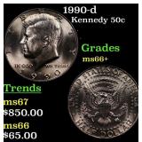 1990-d Kennedy Half Dollar 50c Grades GEM++ Unc