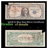 1957B $1 Blue Seal Silver Certificate Grades vf de