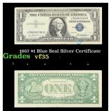 1957 $1 Blue Seal Silver Certificate Grades vf++