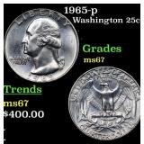 1965-p Washington Quarter 25c Grades GEM++ Unc