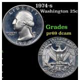 Proof 1974-s Washington Quarter 25c Grades GEM++ P