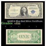 1935E $1 Blue Seal Silver Certificate Grades vf+