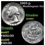 1965-p Washington Quarter 25c Grades GEM++ Unc