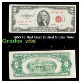 1953 $2 Red Seal United States Note Grades vf++