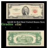 1953B $2 Red Seal United States Note Grades vf++