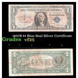 1957B $1 Blue Seal Silver Certificate Grades vf+