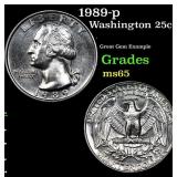1989-p Washington Quarter 25c Grades GEM Unc
