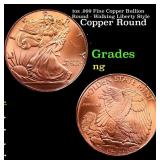 1oz .999 Fine Copper Bullion Round - Walking Liber