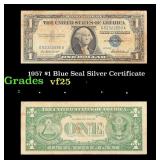 1957 $1 Blue Seal Silver Certificate Grades vf+