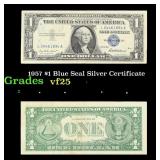 1957 $1 Blue Seal Silver Certificate Grades vf+
