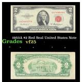 1953A $2 Red Seal United States Note Grades vf+