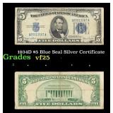 1934D $5 Blue Seal Silver Certificate Grades vf+