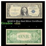 1935E $1 Blue Seal Silver Certificate Grades vf+