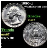 1980-d Washington Quarter 25c Grades GEM++ Unc