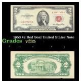 1953 $2 Red Seal United States Note Grades vf++