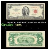 1953A $2 Red Seal United States Note Grades vf+
