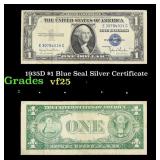 1935D $1 Blue Seal Silver Certificate Grades vf+