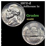 1972-d Jefferson Nickel 5c Grades GEM+ Unc