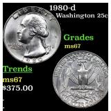 1980-d Washington Quarter 25c Grades GEM++ Unc
