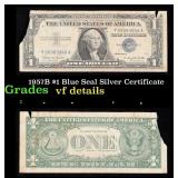 1957B $1 Blue Seal Silver Certificate Grades vf de
