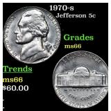 1970-s Jefferson Nickel 5c Grades GEM+ Unc