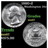 1980-d Washington Quarter 25c Grades GEM++ Unc