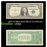 1957 $1 Blue Seal Silver Certificate Grades vf++