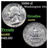 1986-d Washington Quarter 25c Grades GEM+ Unc