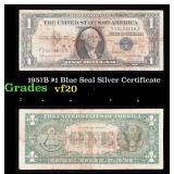 1957B $1 Blue Seal Silver Certificate Grades vf, v