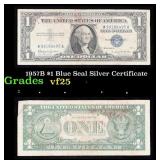 1957B $1 Blue Seal Silver Certificate Grades vf+