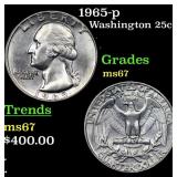 1965-p Washington Quarter 25c Grades GEM++ Unc