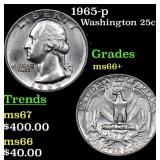 1965-p Washington Quarter 25c Grades GEM++ Unc