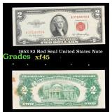 1953 $2 Red Seal United States Note Grades xf+