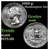 1989-p Washington Quarter 25c Grades GEM+ Unc