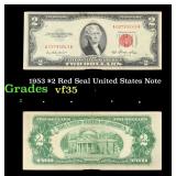 1953 $2 Red Seal United States Note Grades vf++