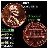 Proof 1962 Lincoln Cent 1c Grades Gem++ Proof Red