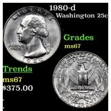 1980-d Washington Quarter 25c Grades GEM++ Unc