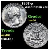 1967-p Washington Quarter 25c Grades GEM+ Unc