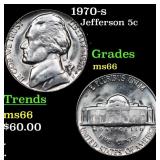 1970-s Jefferson Nickel 5c Grades GEM+ Unc