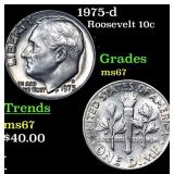 1975-d Roosevelt Dime 10c Grades GEM++ Unc