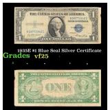 1935E $1 Blue Seal Silver Certificate Grades vf+