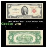 1953 $2 Red Seal United States Note Grades vf++