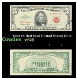 1963 $5 Red Seal United States Note Grades vf+