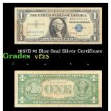 1957B $1 Blue Seal Silver Certificate Grades vf+